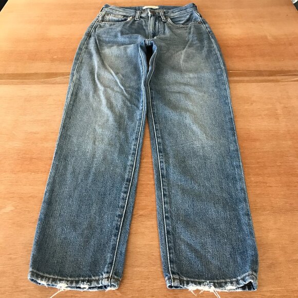 Madewell The Mom Jeans Women 23 Blue High Rise Medium Wash Stretch Preppy 17837 - Picture 1 of 13